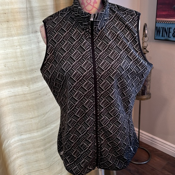 Adidas fleece vest, black and white geometric pattern size large perfect - Picture 2 of 6